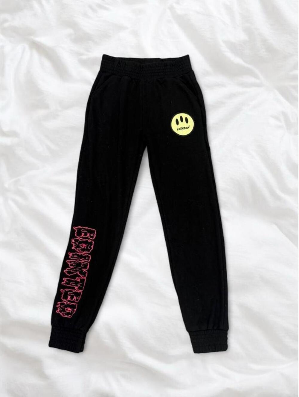 Edikted Black Graphic Sweatpants Size Small